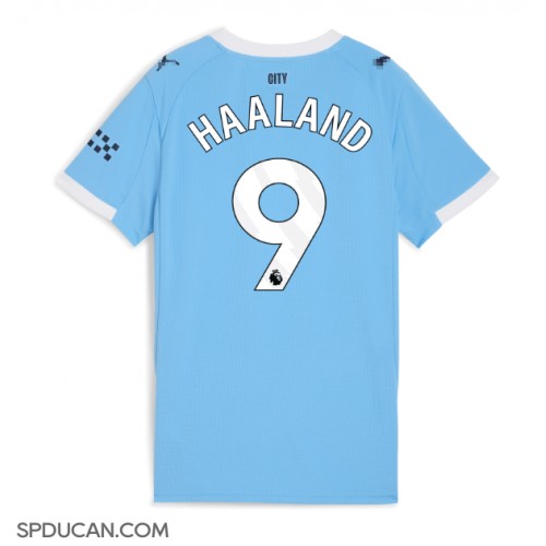 Zenski Nogometni Dres Manchester City Erling Haaland #9 Domaci 2025-26 Kratak Rukav